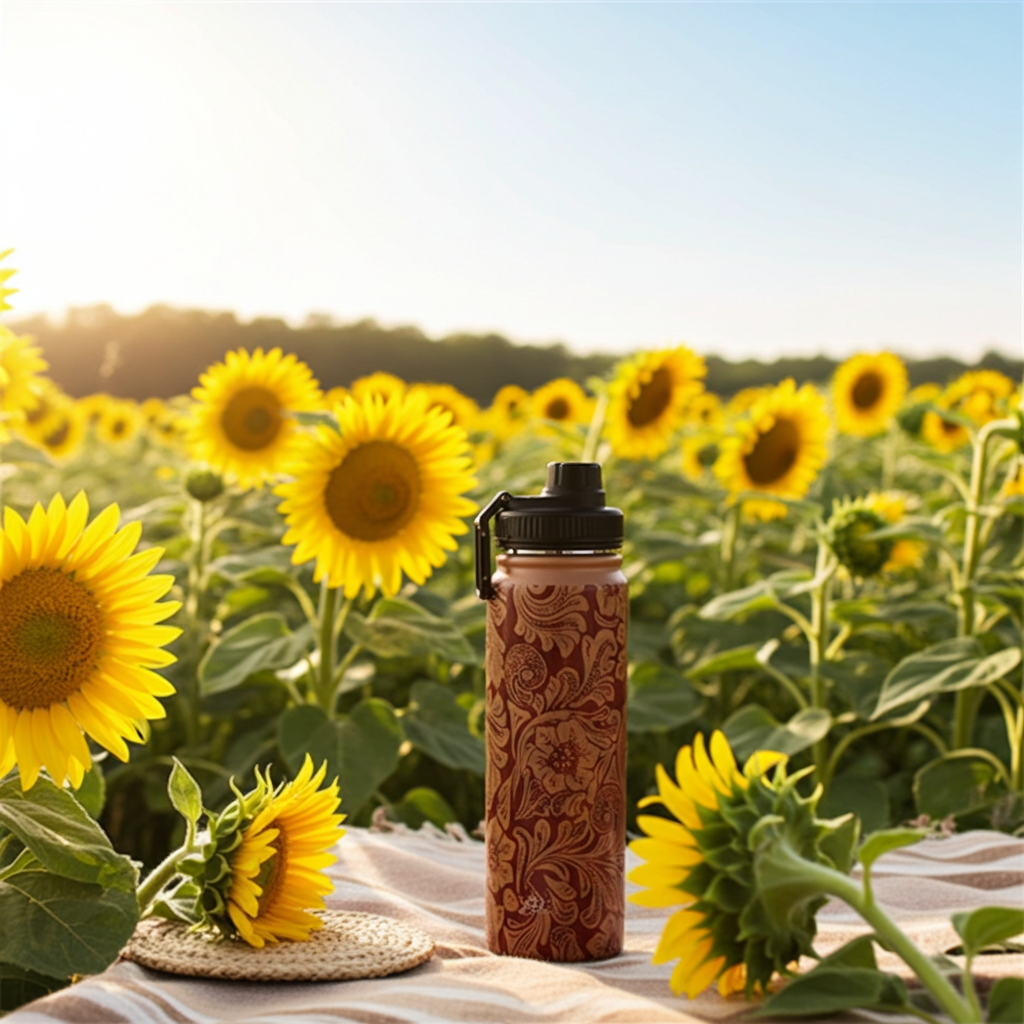 Moo & Bloom Stainless Steel Water Bottle in Turquoise