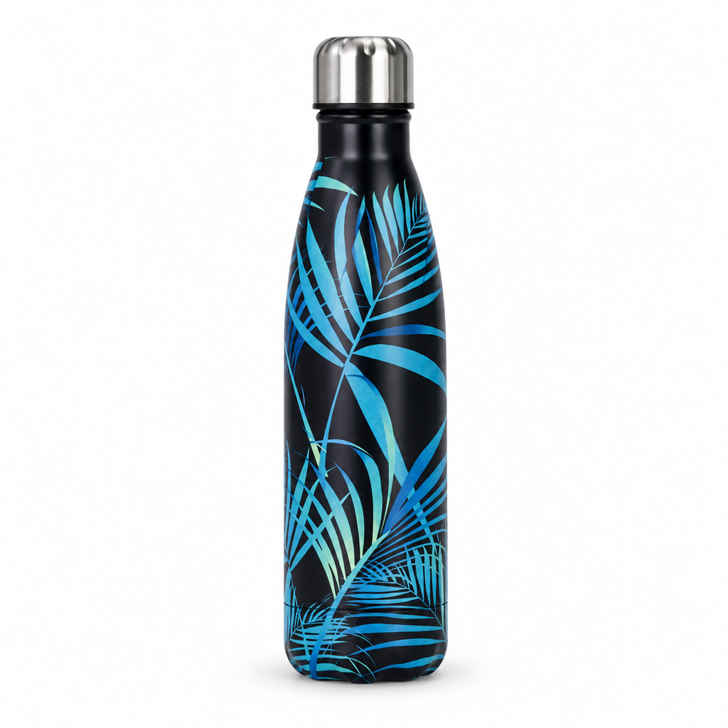 ColorPop Cola-Shaped Stainless Steel Bottle — 500ml Tropical Leaves
