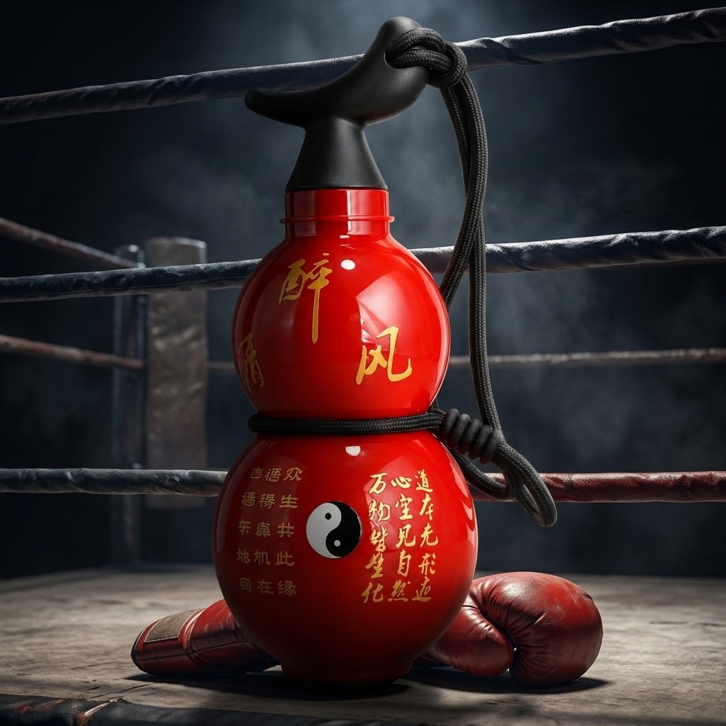 Gourd-Shaped Water Bottle — 750ml with a pair of boxing gloves