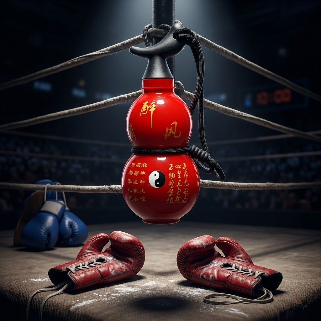 Gourd-Shaped Water Bottle — 750ml with red and blue sets of boxing gloves