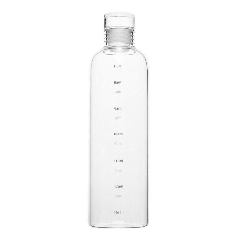 500ml Glass Water Bottle with Time Marker Transparent 