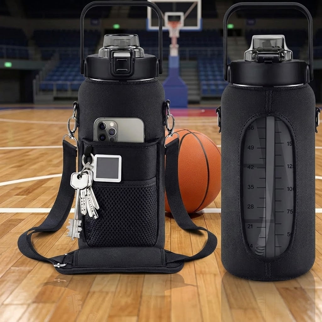 2L Motivational Water Bottle with Straw Aquatica Water Bottles