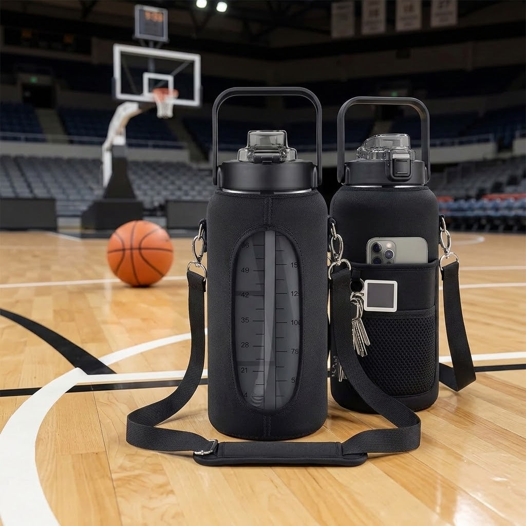 2L Motivational Water Bottle with Straw Aquatica Water Bottles