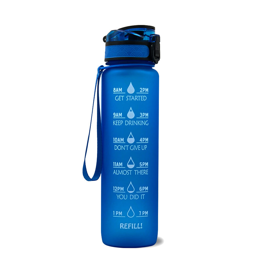Blue 1L Tritan bottle on a white background