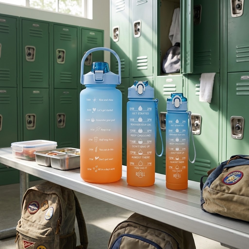 Gradient Athletic Water Bottles — 3-Pack with backpacks and lunchboxes