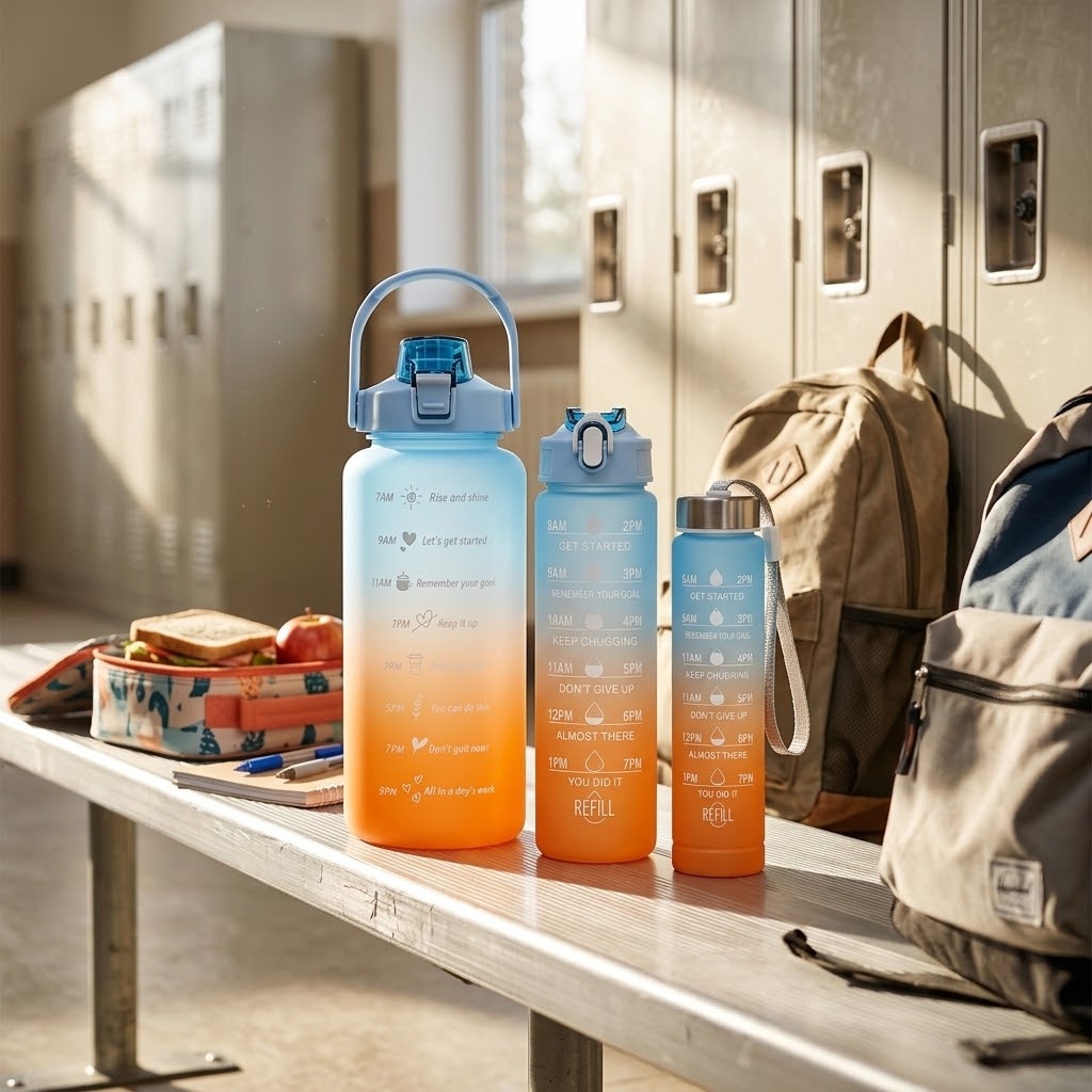 Gradient Athletic Water Bottles — 3-Pack in a school setting