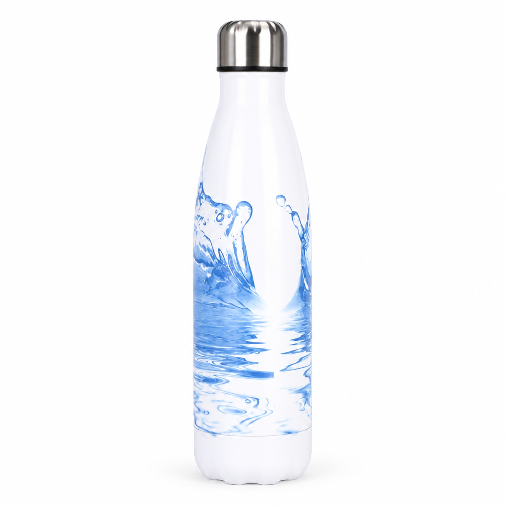 ColorPop Cola-Shaped Stainless Steel Bottle — 500ml Blue Water Splash