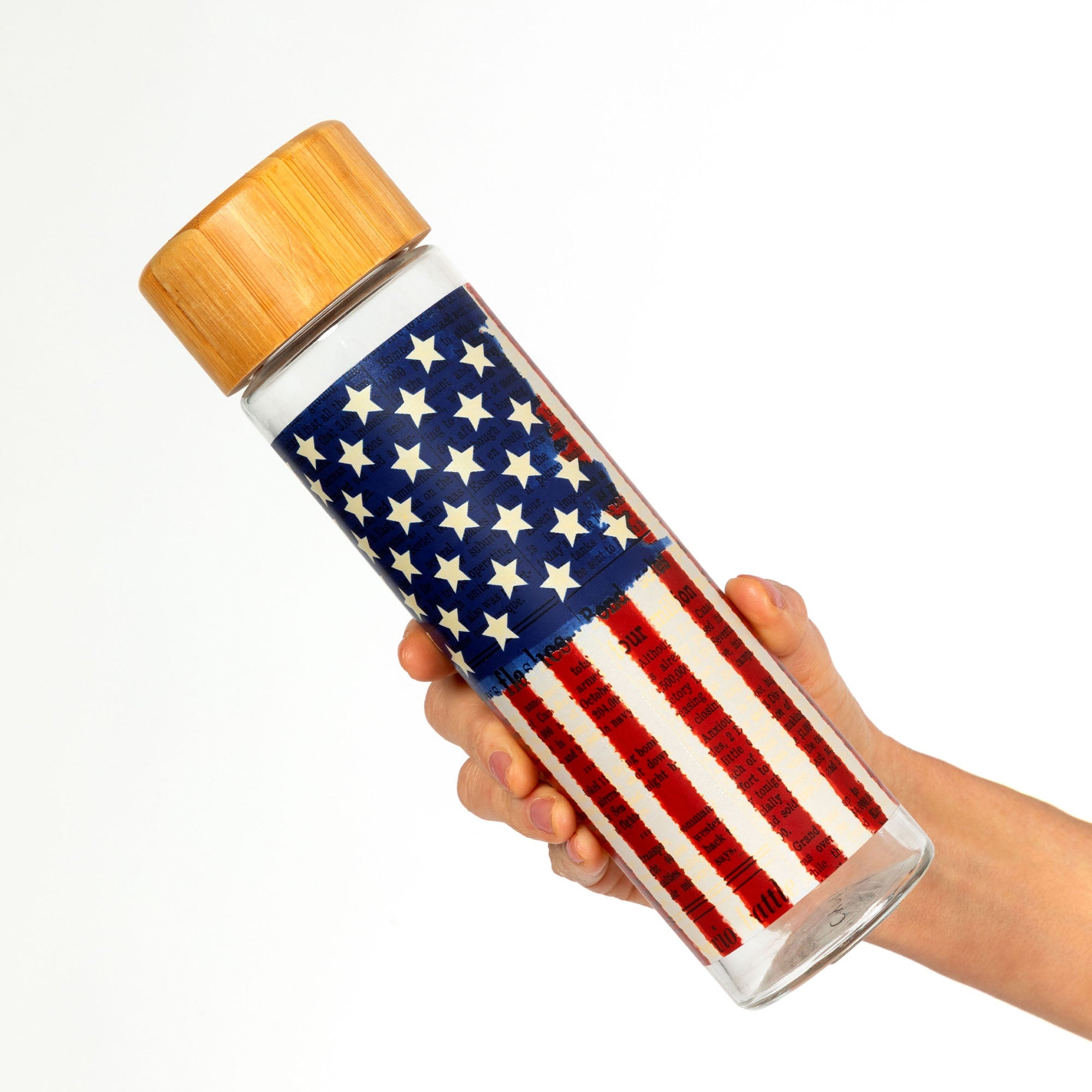 Land of Liberty Glass Water Bottle