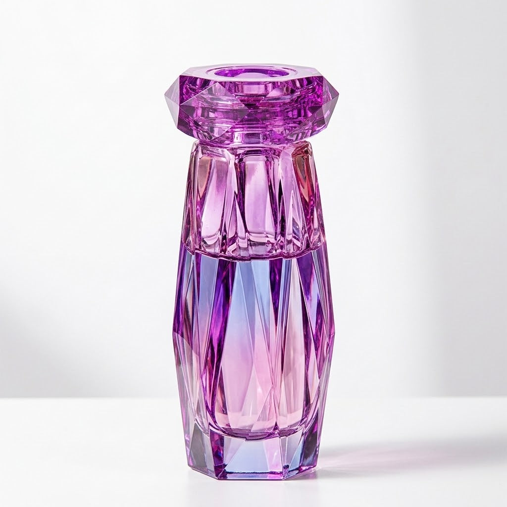 Colorful Glass Water Bottle with Lid on a white studio background