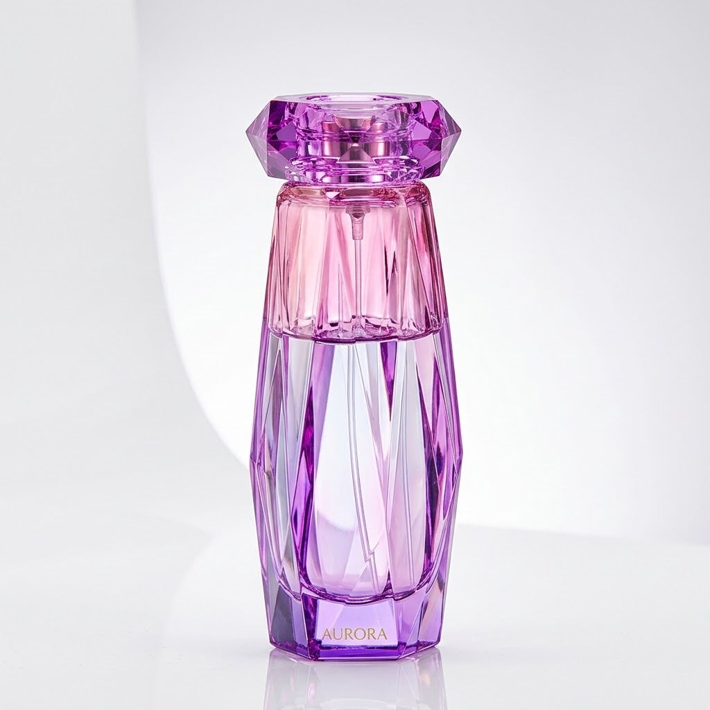 Colorful Glass Water Bottle with Lid in an all white product studio showcase