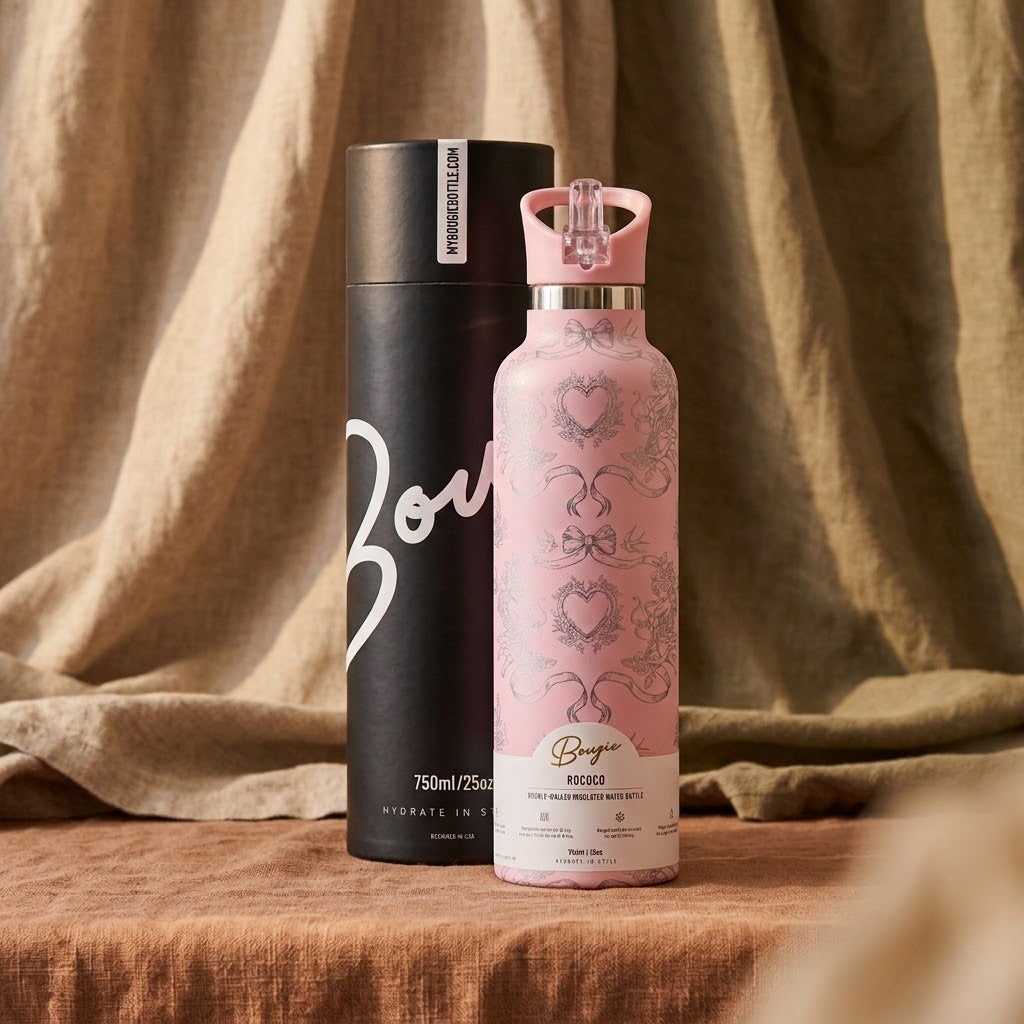 Rococo 25 oz Insulated Bottle | 5D Cherubs & Bows on a fabric background