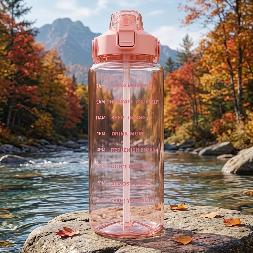 TrailFlow 2L Straw Water Bottle in a forest river 