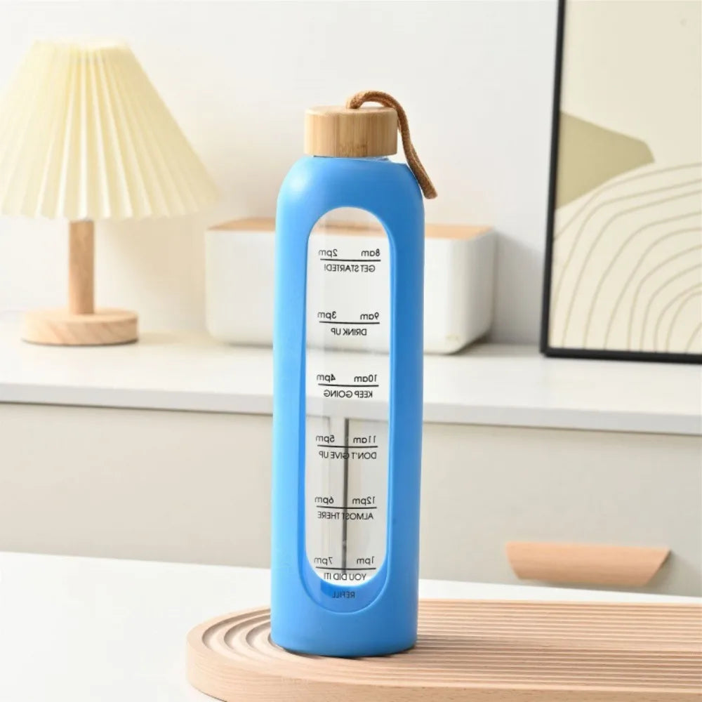 Borosilicate Glass Water Bottle with Bamboo Lid