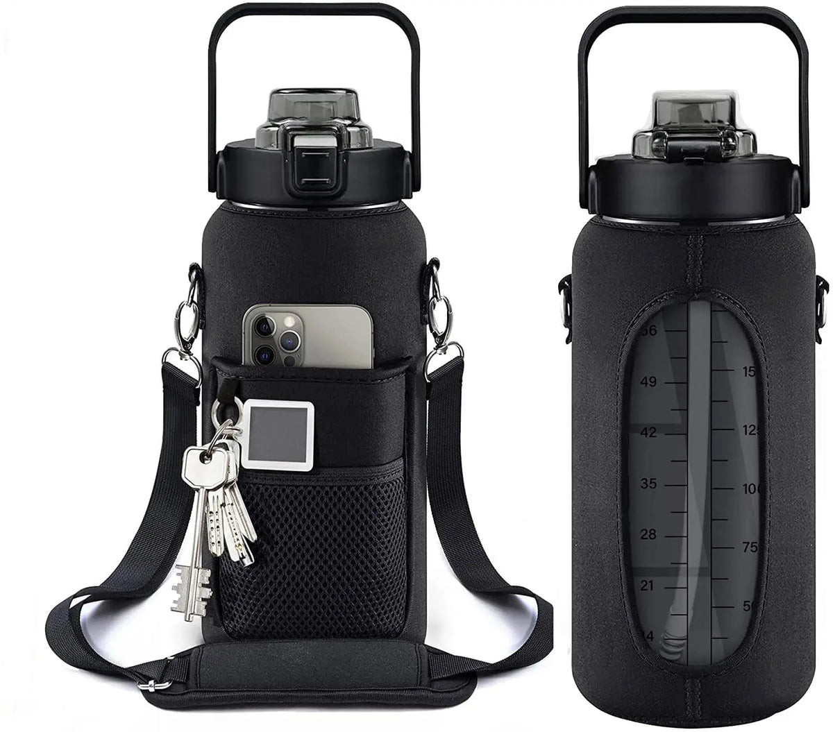 Motivational Leakproof Half Gallon Water Bottle with Straw 24 Hour Sport