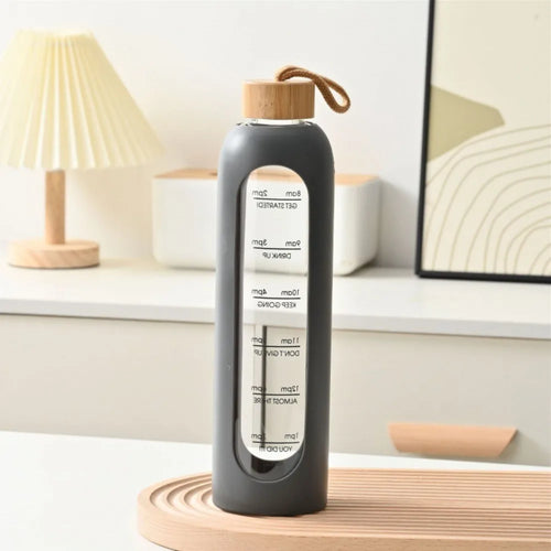 Borosilicate Glass Water Bottle with Bamboo Lid