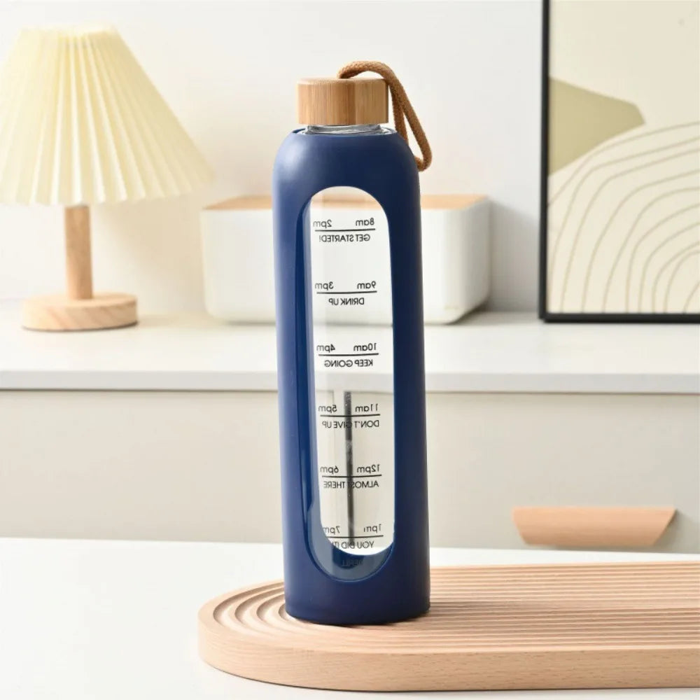 Borosilicate Glass Water Bottle with Bamboo Lid