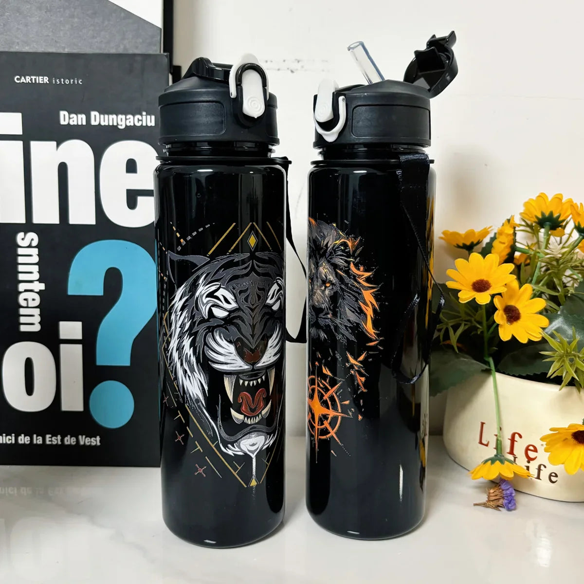 Animal Print Water Bottle — Lion, Tiger & Cow | 750ml
