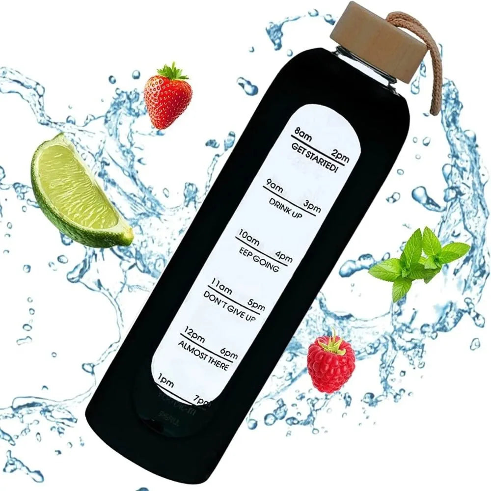 Borosilicate Glass Water Bottle with Bamboo Lid