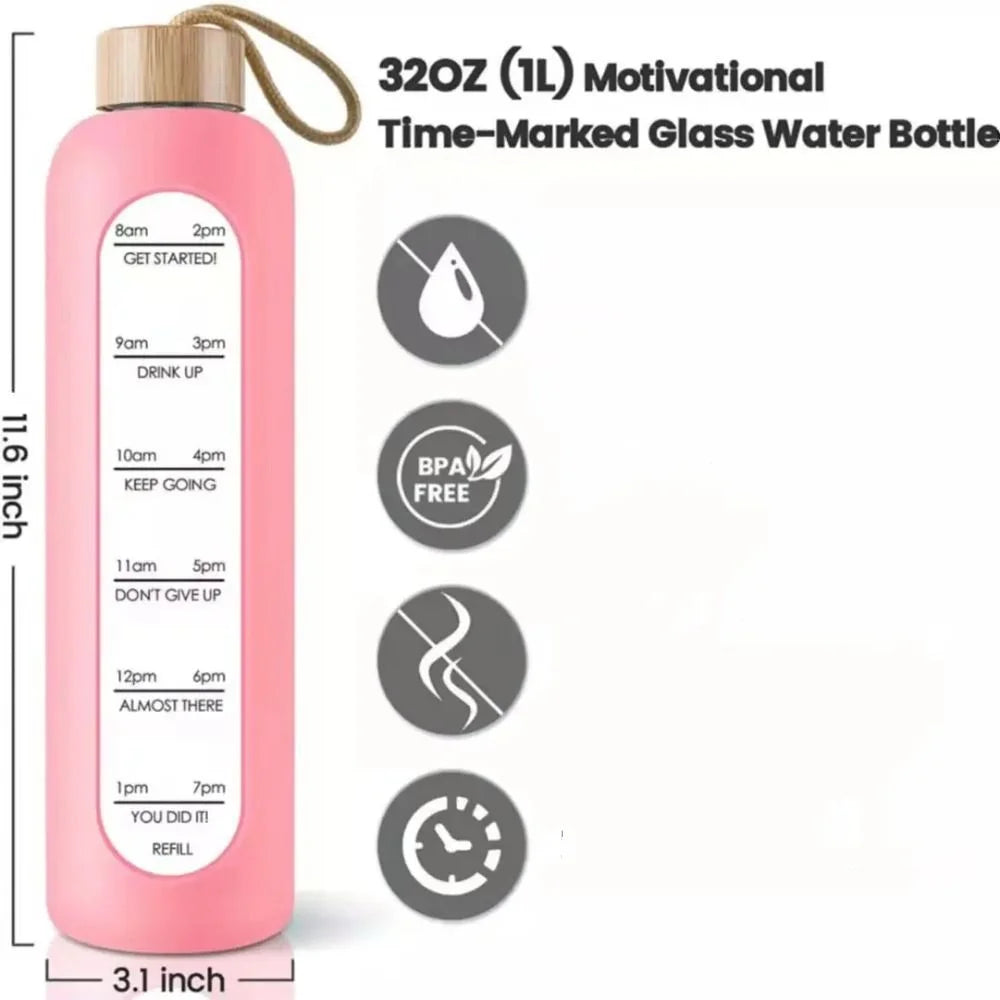 Borosilicate Glass Water Bottle with Bamboo Lid