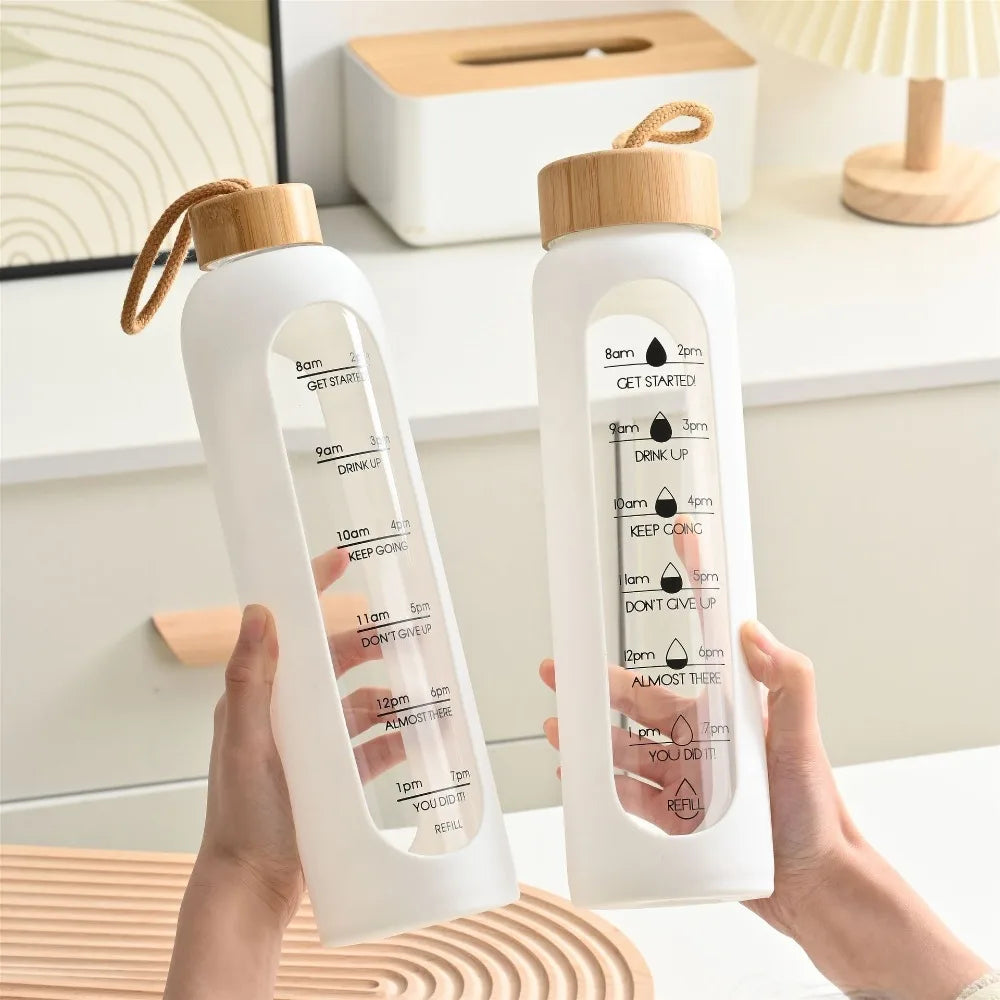 Borosilicate Glass Water Bottle with Bamboo Lid
