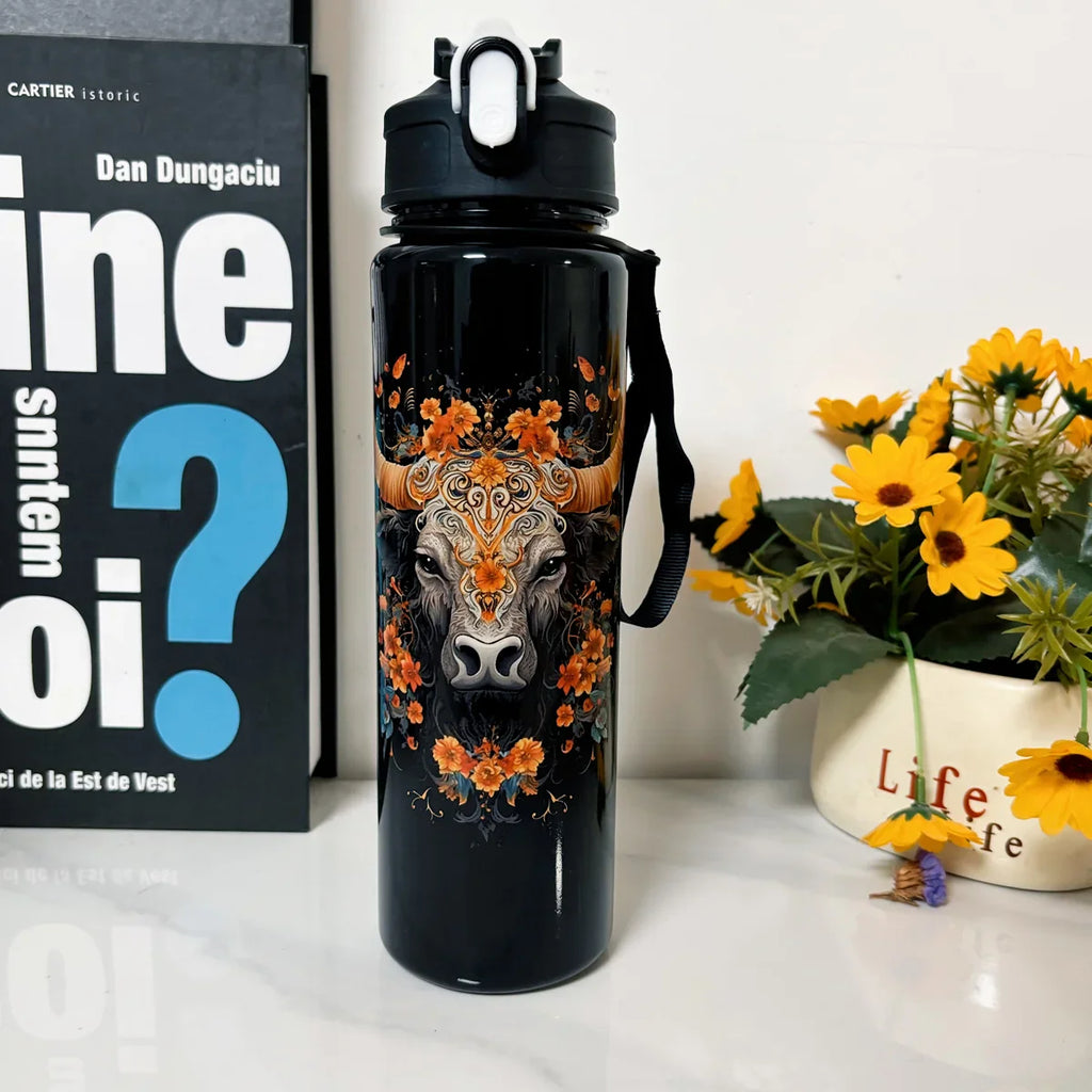 Animal Print Water Bottle — Lion, Tiger & Cow | 750ml