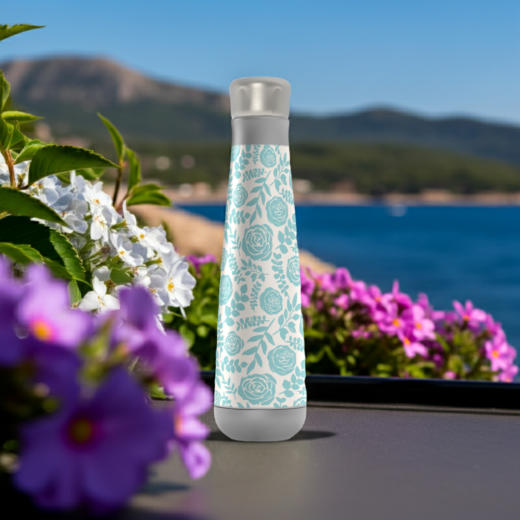 Baby Blue Floral Water Bottle