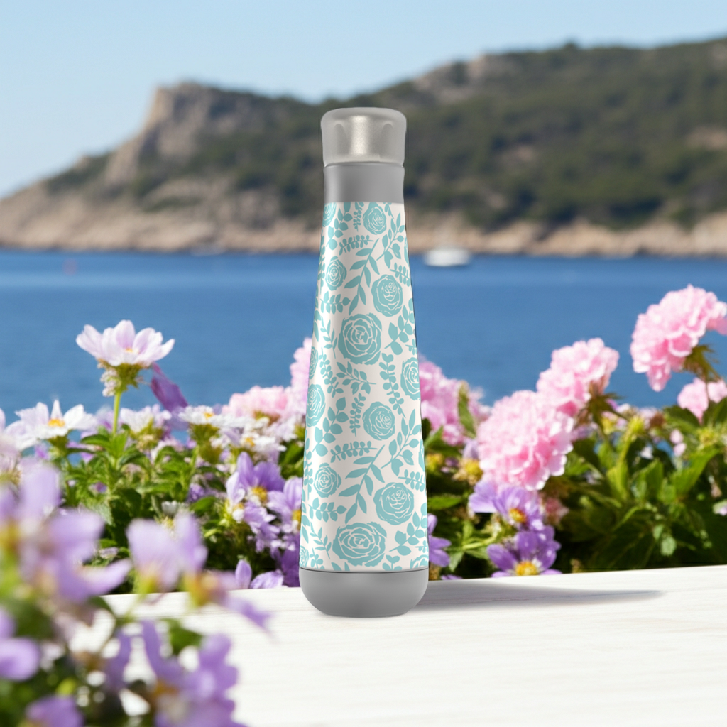 Baby Blue Floral Water Bottle