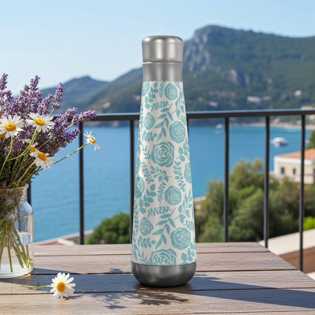 Baby Blue Floral Water Bottle