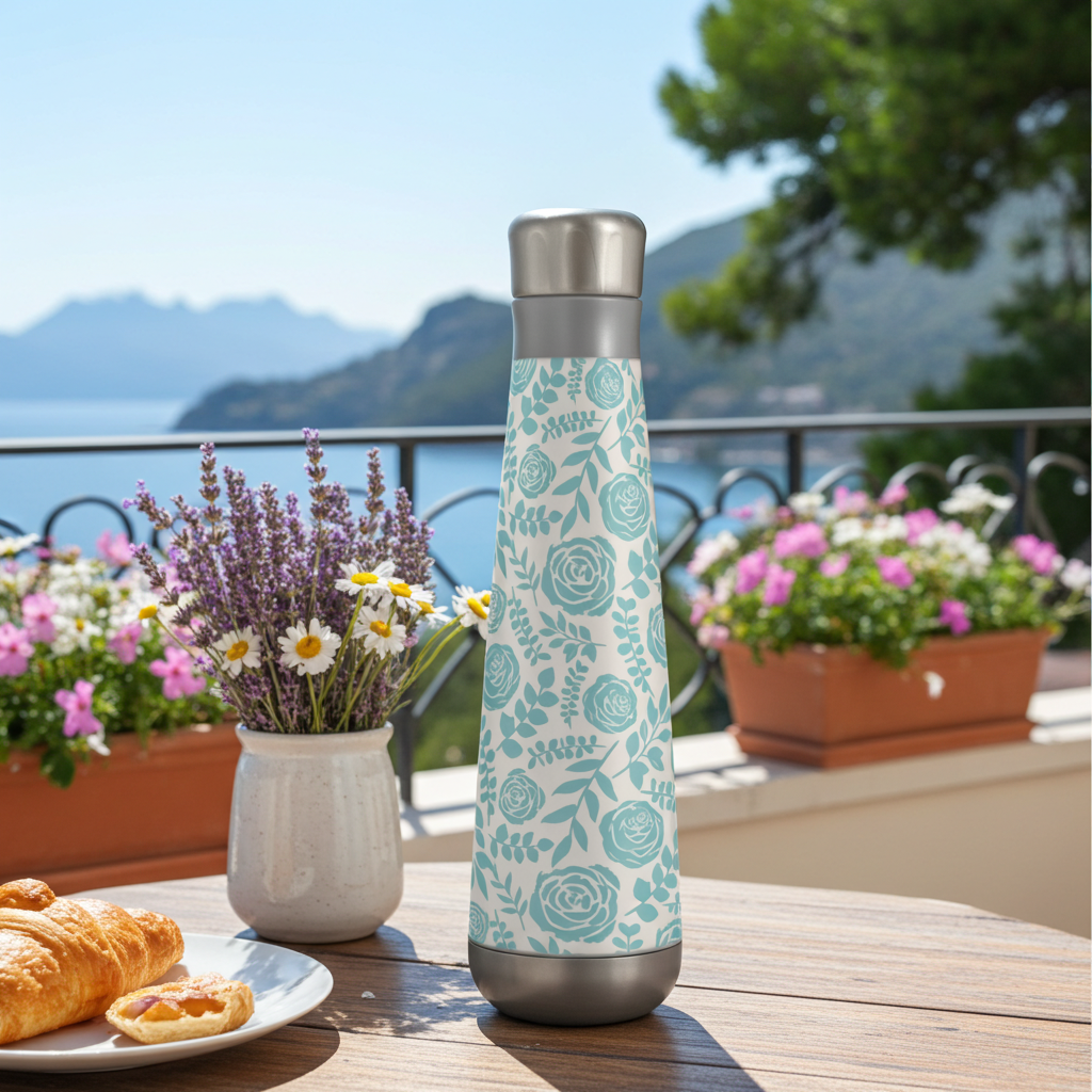 Baby Blue Floral Water Bottle