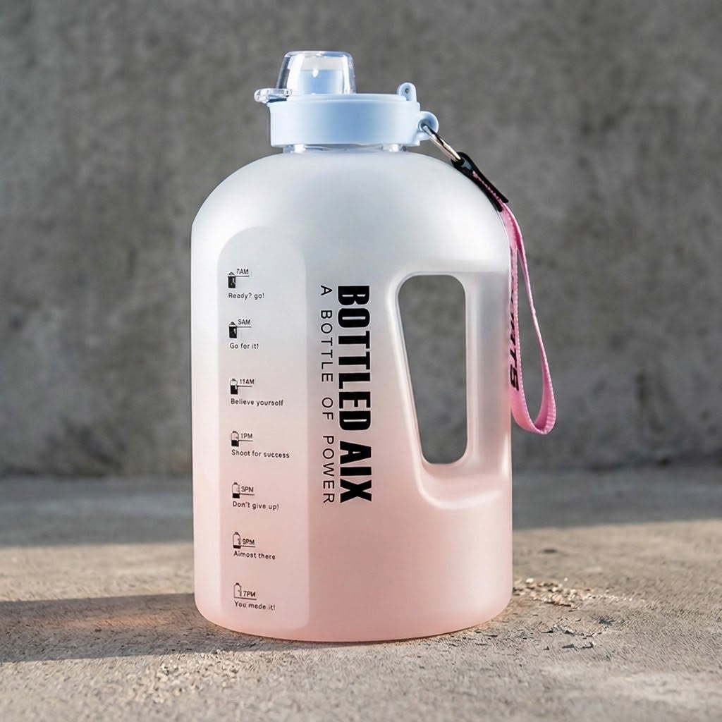 2.2L Glass Water Bottle with Time Markers Aquatica Water Bottles