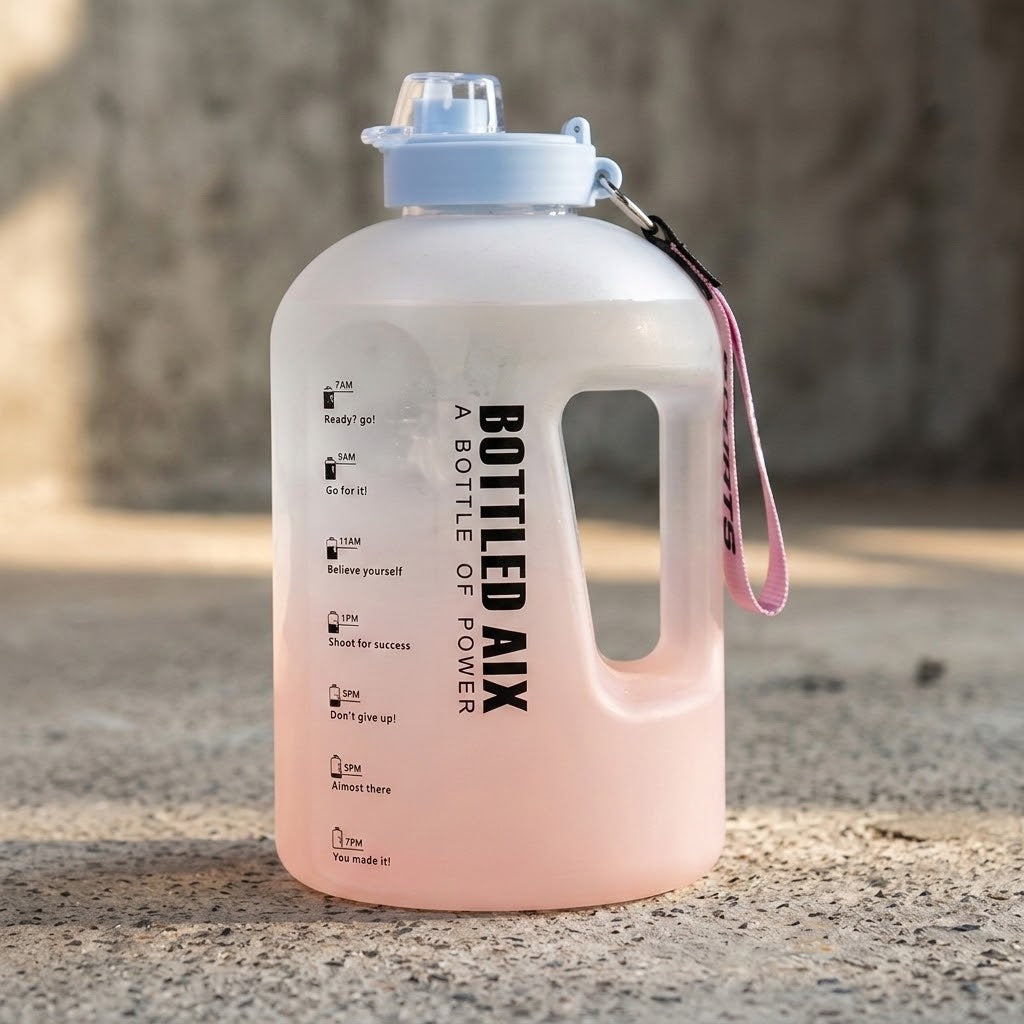 2.2L Glass Water Bottle with Time Markers Aquatica Water Bottles