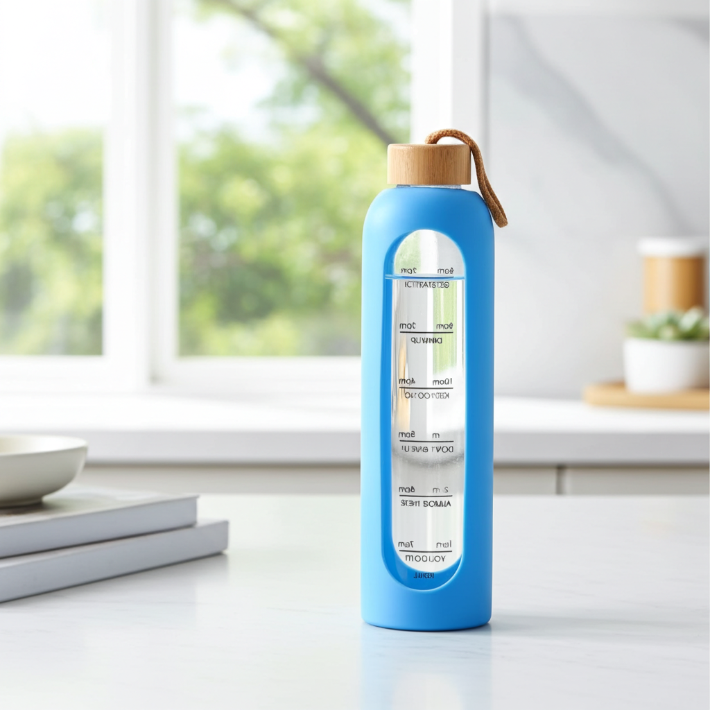 Borosilicate Glass Water Bottle with Bamboo Lid