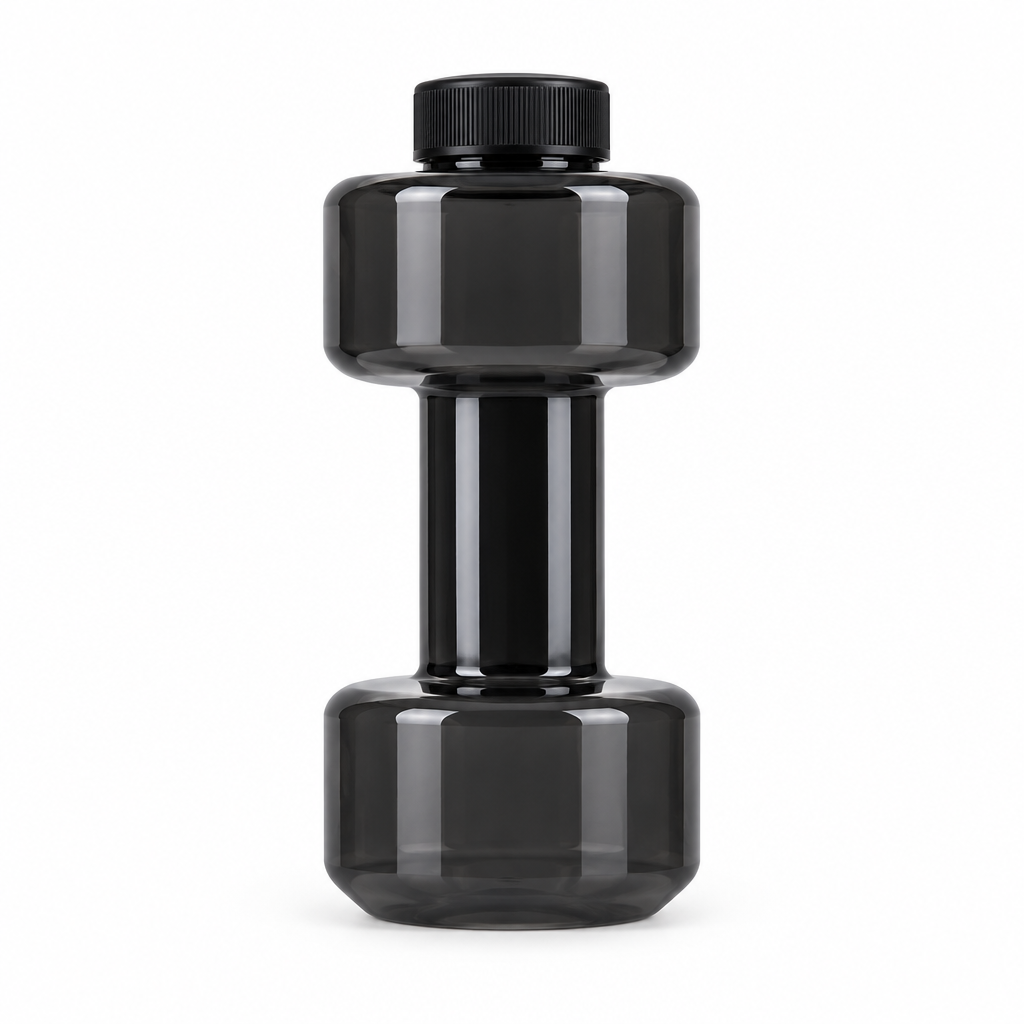 Black dumbbell water bottle