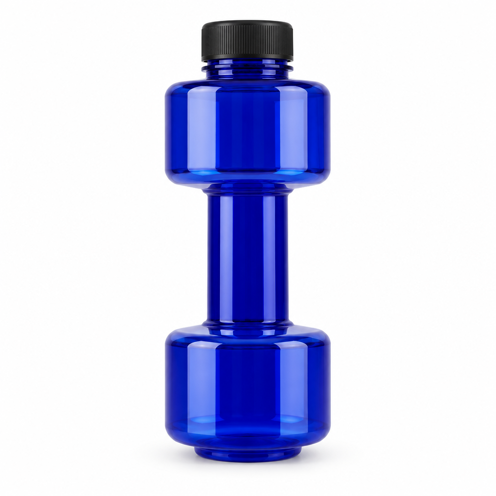 Blue dumbbell water bottle