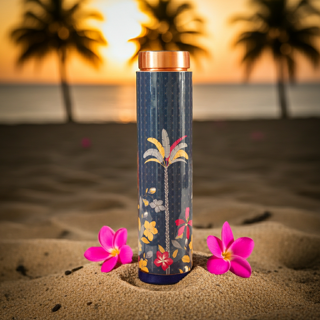 Tropical Blue Artisan Copper Bottle — 950ml