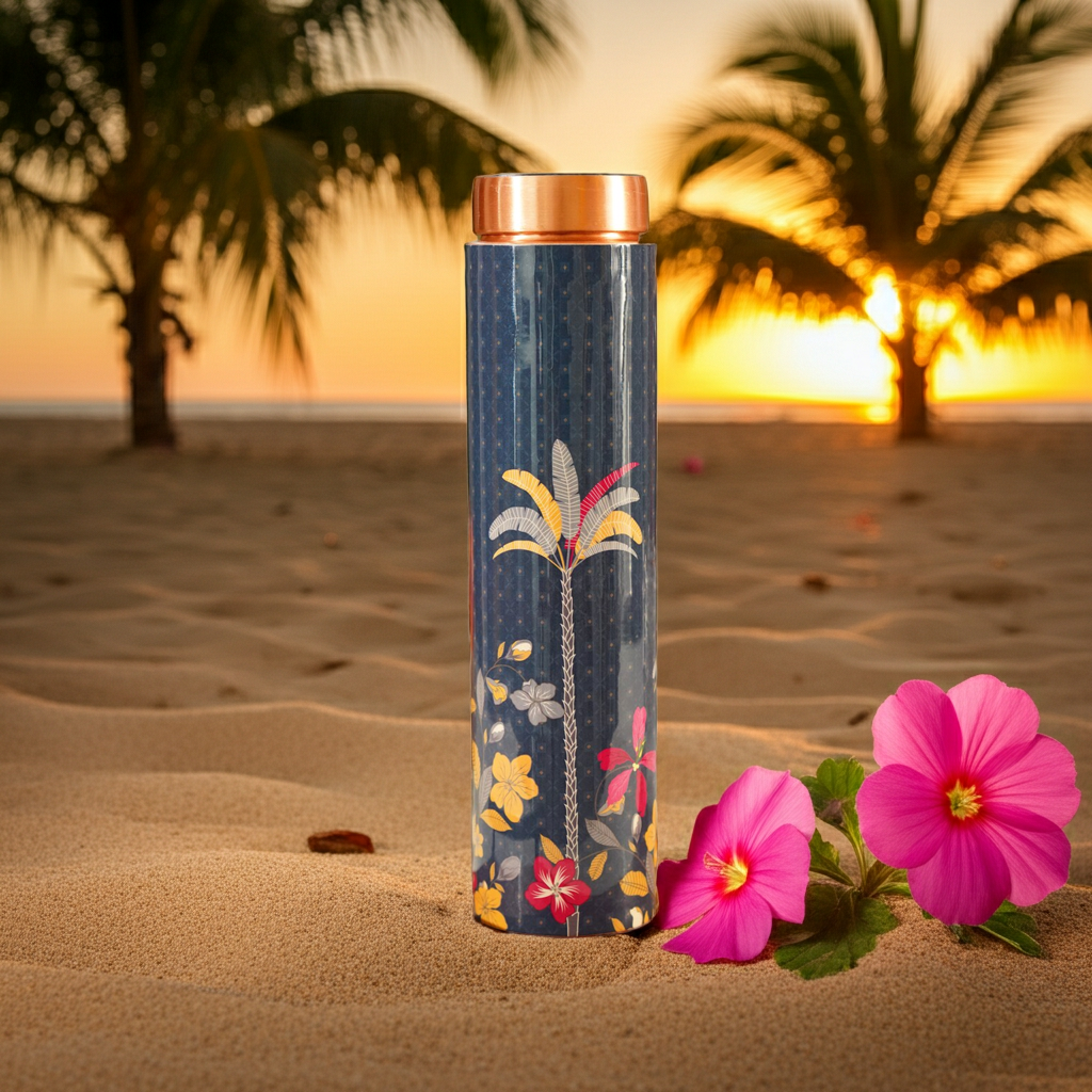 Tropical Blue Artisan Copper Bottle — 950ml