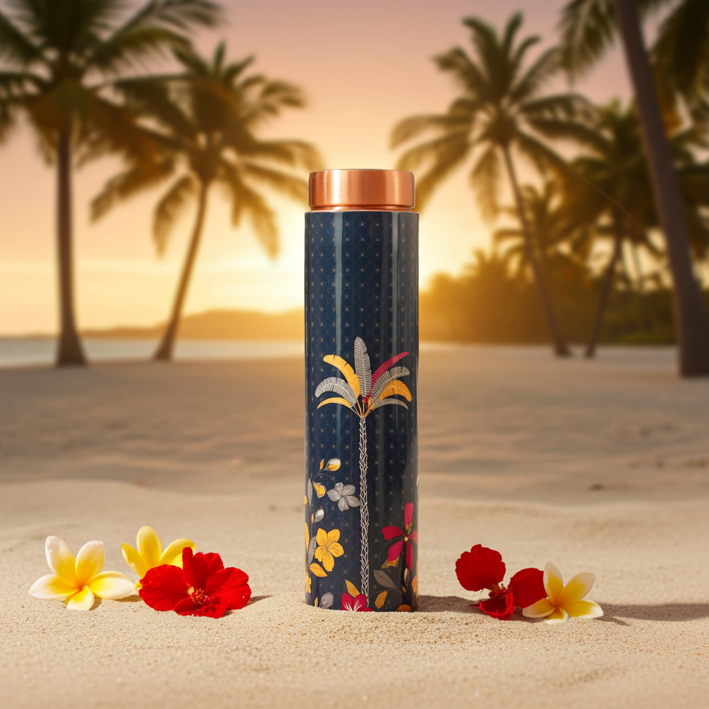 Tropical Blue Artisan Copper Bottle — 950ml