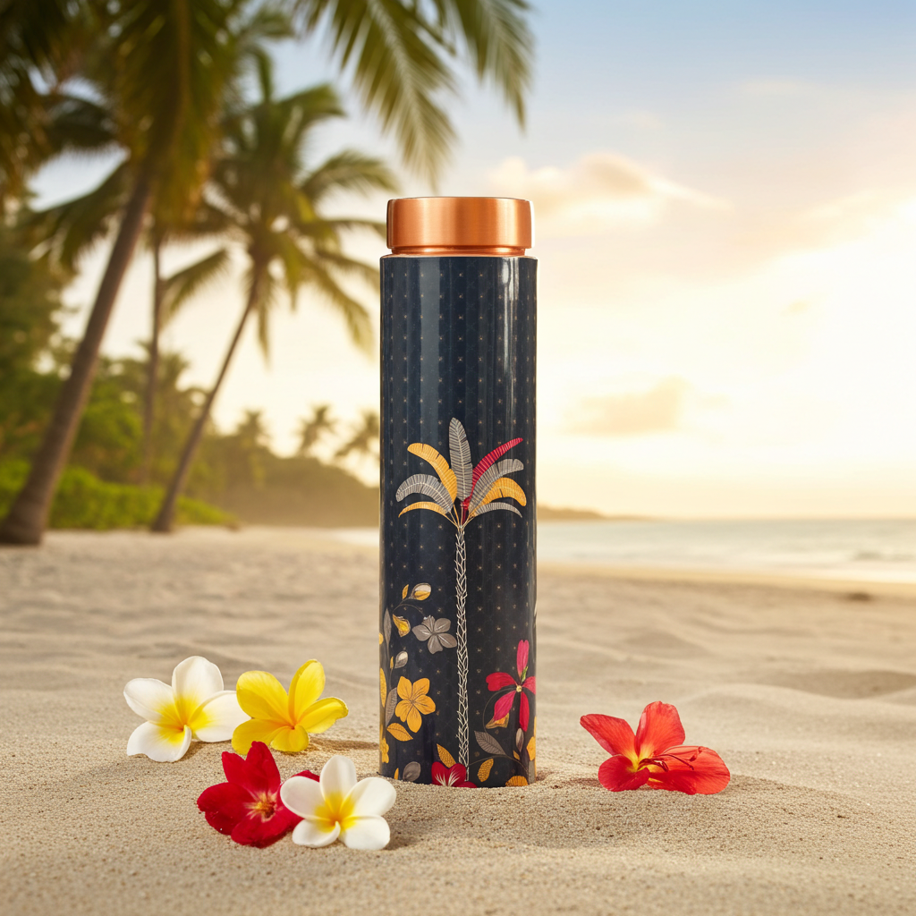 Tropical Blue Artisan Copper Bottle — 950ml
