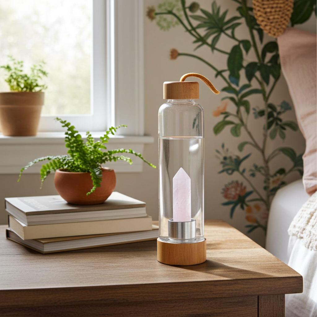 Crystal Infused Elixir Glass & Bamboo Water Bottle