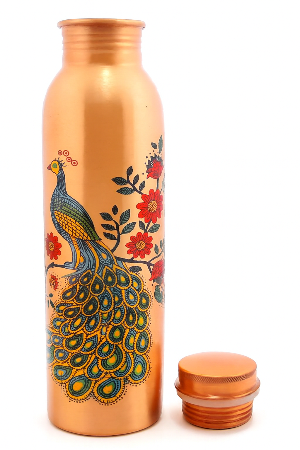 Copper Peacock Design Water Bottle