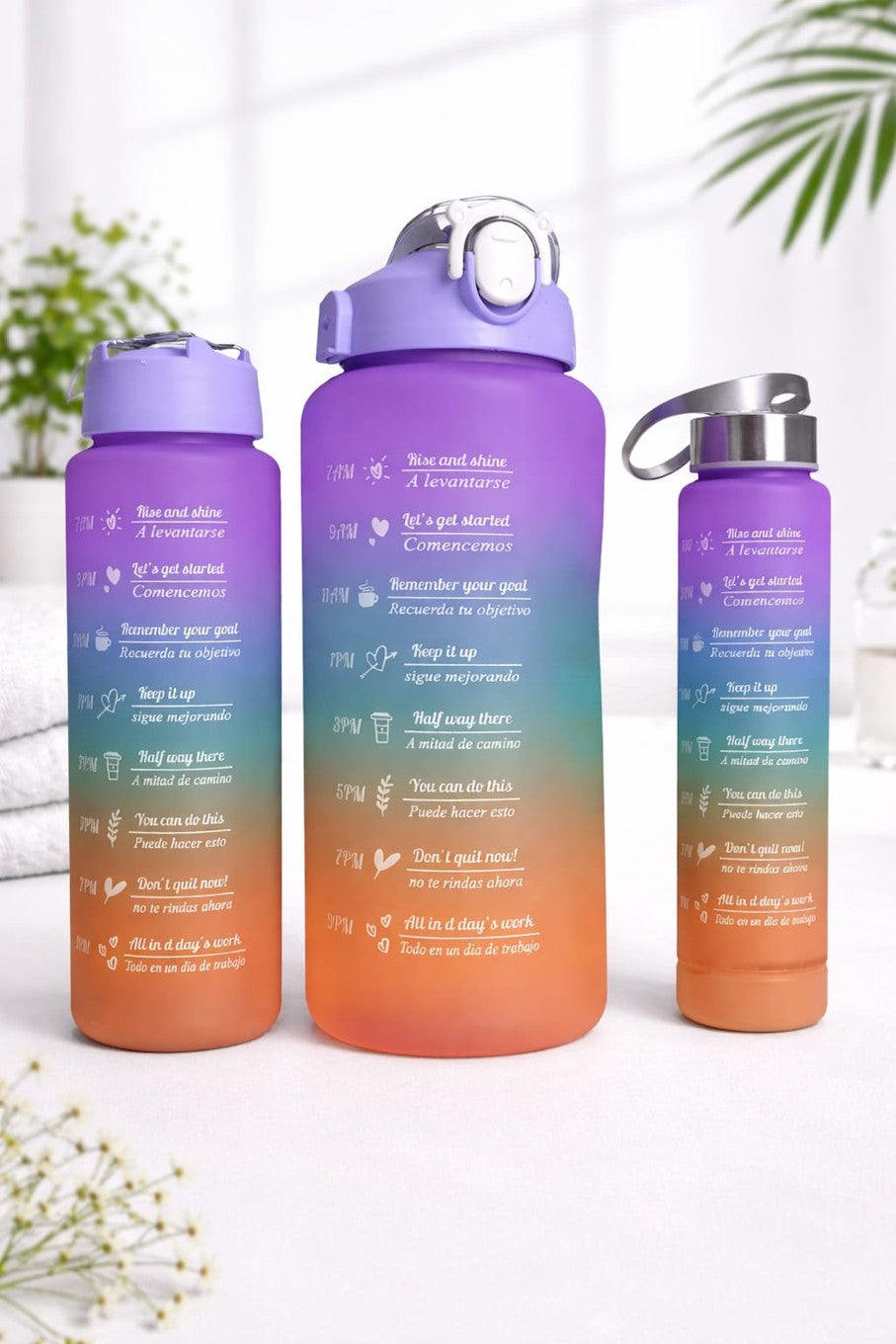 Motivational Time Marker Water Bottles