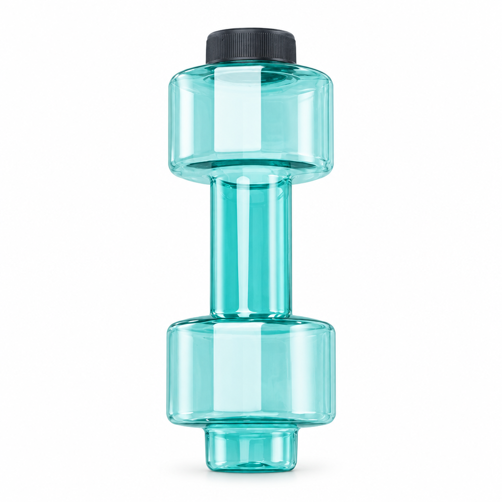 Green dumbbell water bottle