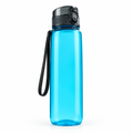 Aurora Blue Tritan sports water bottle with carry loop, clean studio product photo