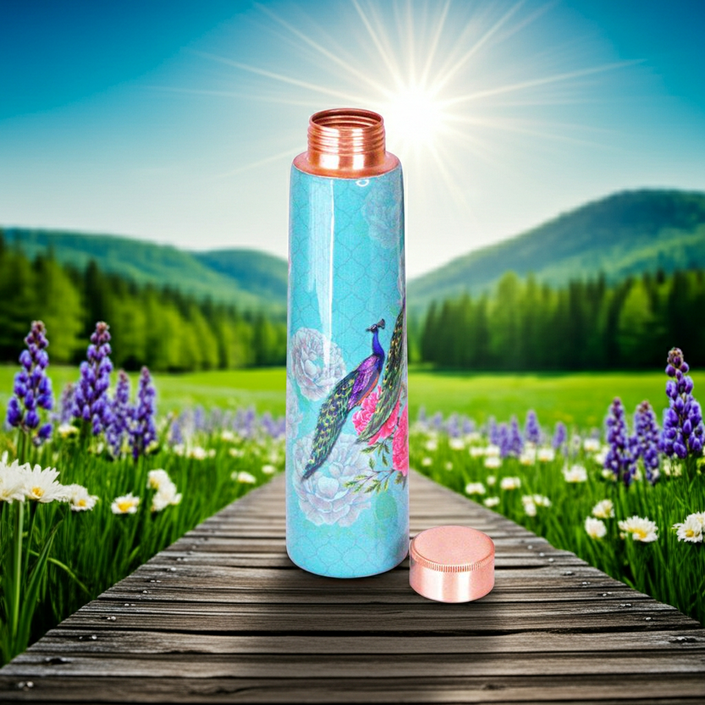 The Royal Peacock Printed Stainless Steel Bottle