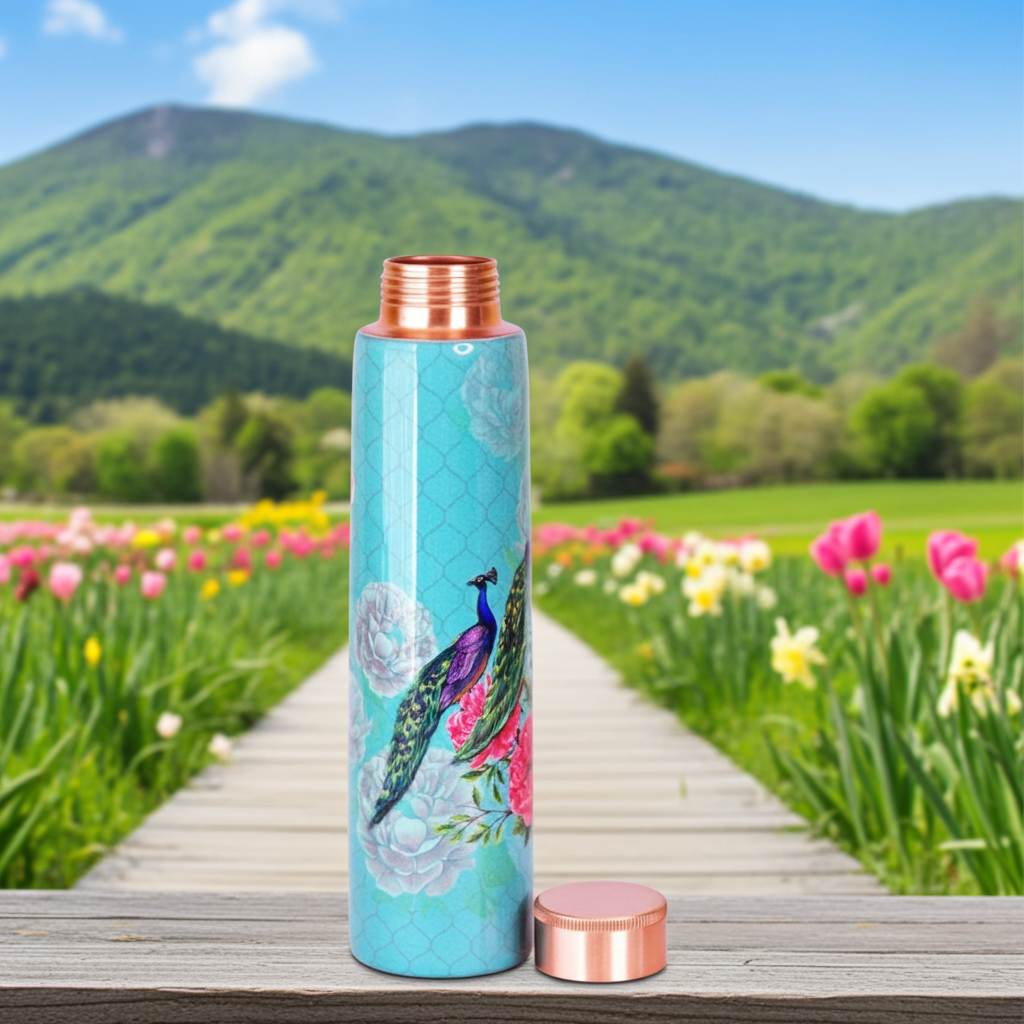 The Royal Peacock Printed Stainless Steel Bottle