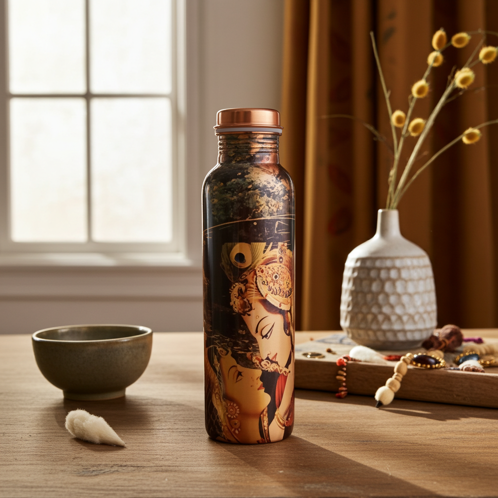 Krishna Radha Copper Water Bottle