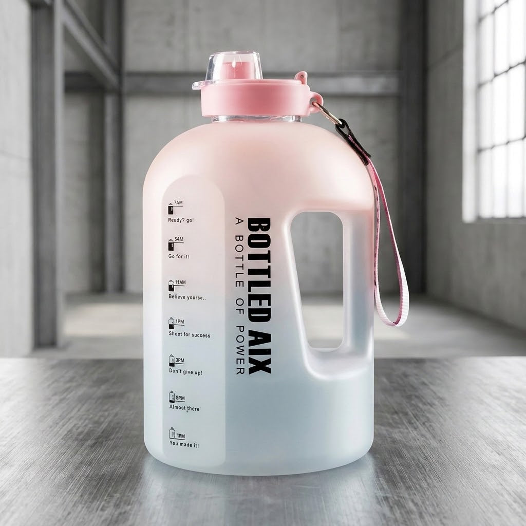 2.2L Glass Water Bottle with Time Markers Aquatica Water Bottles