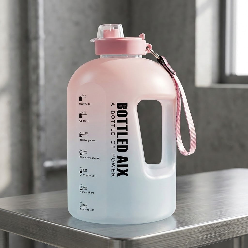 2.2L Glass Water Bottle with Time Markers Aquatica Water Bottles