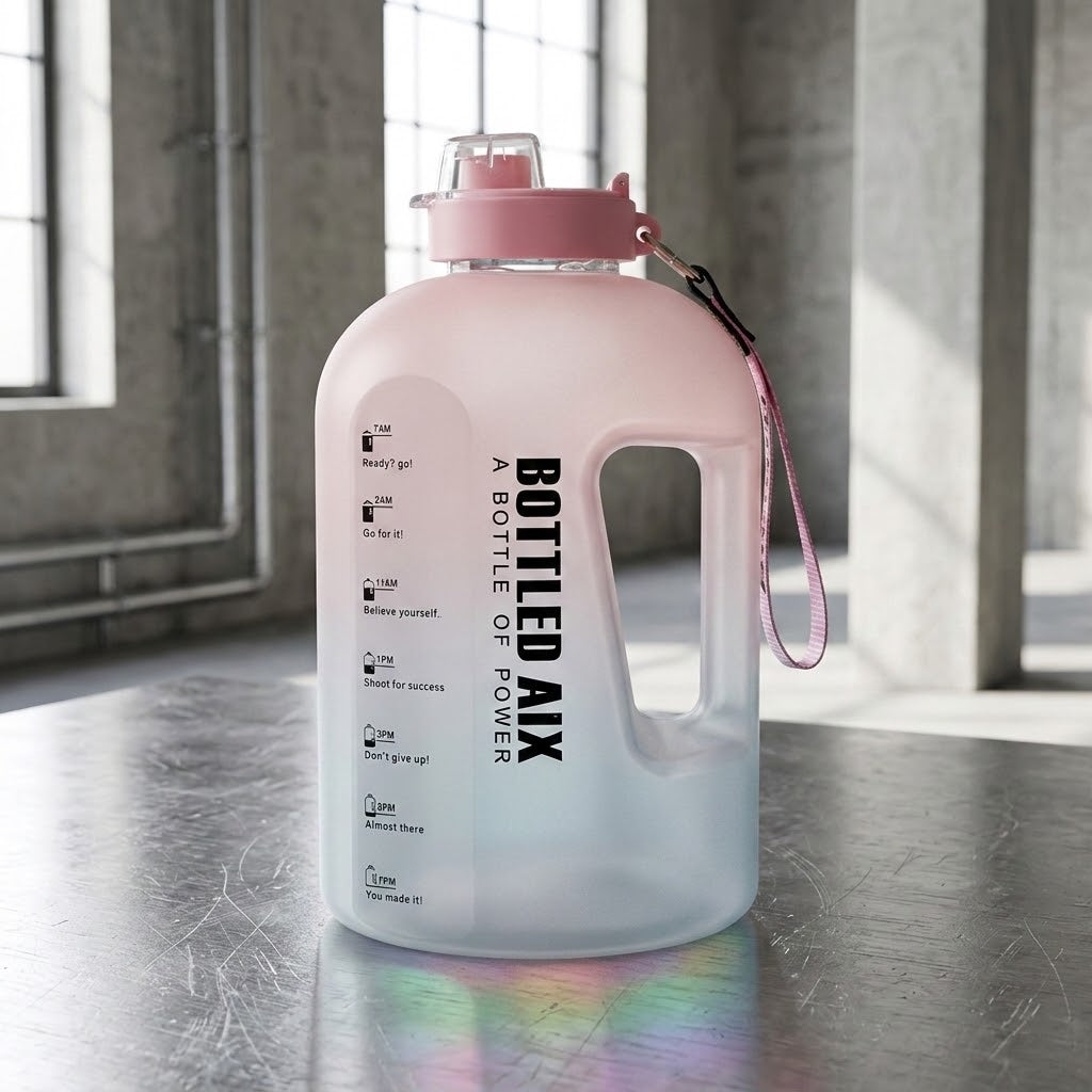 2.2L Glass Water Bottle with Time Markers Aquatica Water Bottles