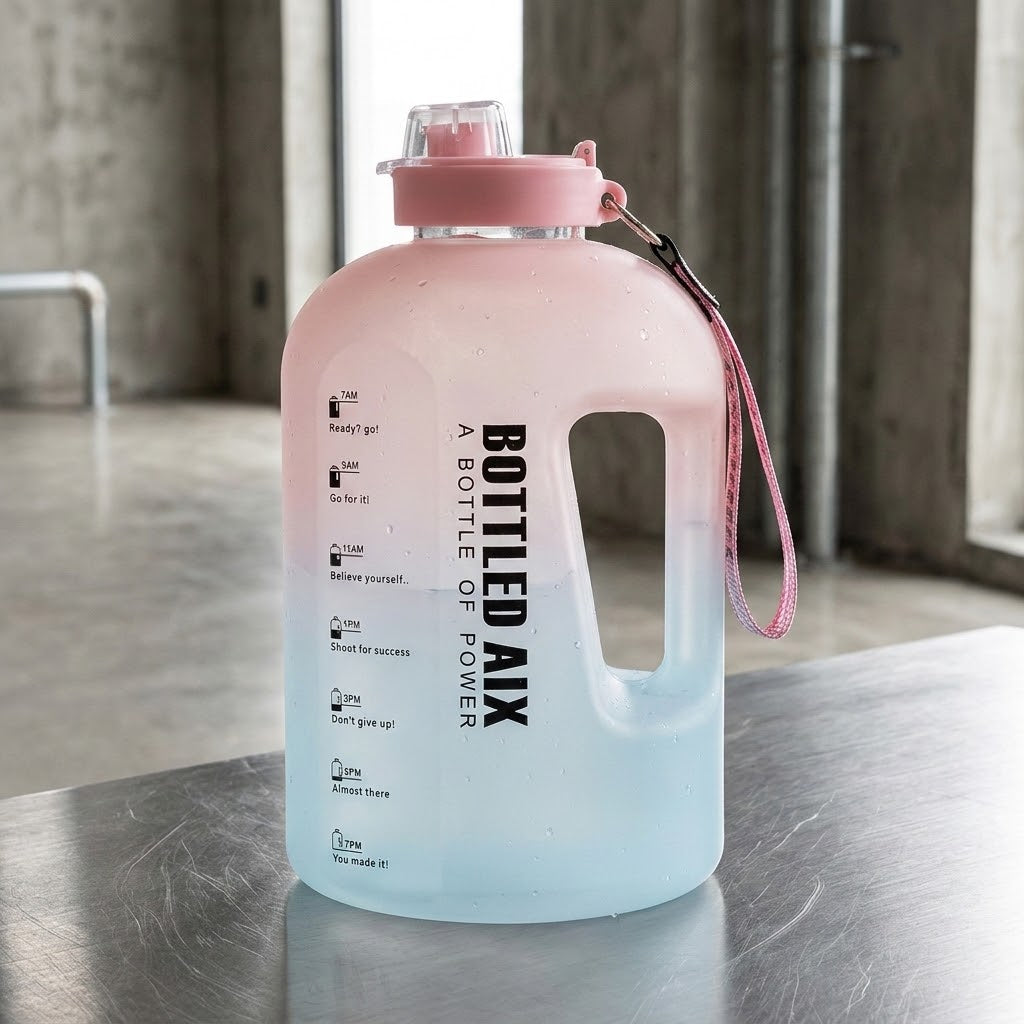 2.2L Glass Water Bottle with Time Markers Aquatica Water Bottles